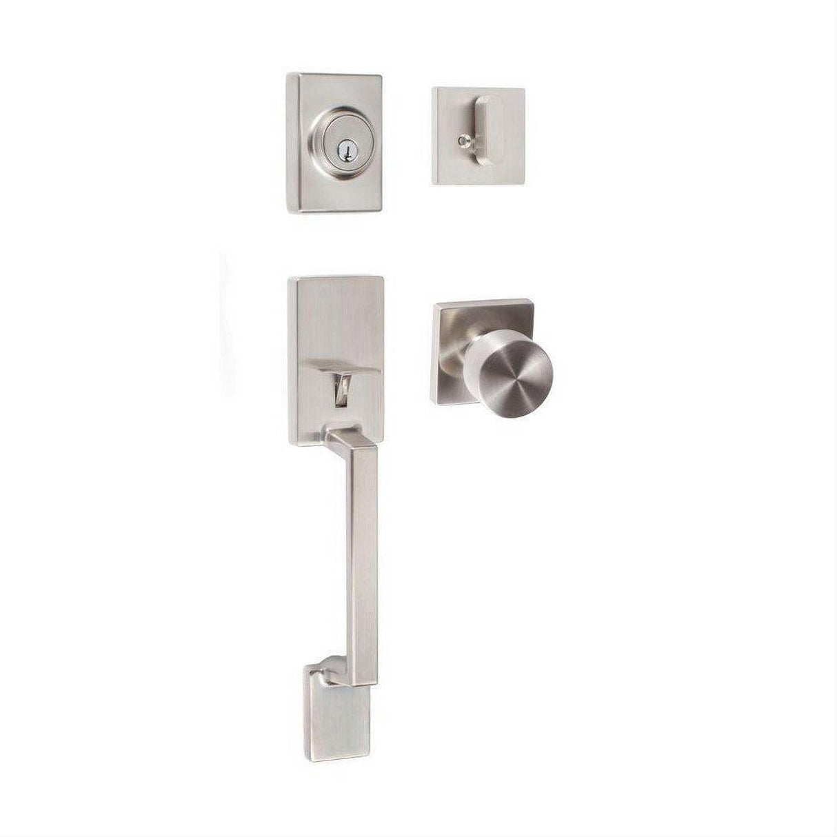 Sure-Loc Hardware Sure-Loc SH507-S-BG-SQ 15 Stockholm Handleset with Bergen Square Handleset Trim Satin Nickel