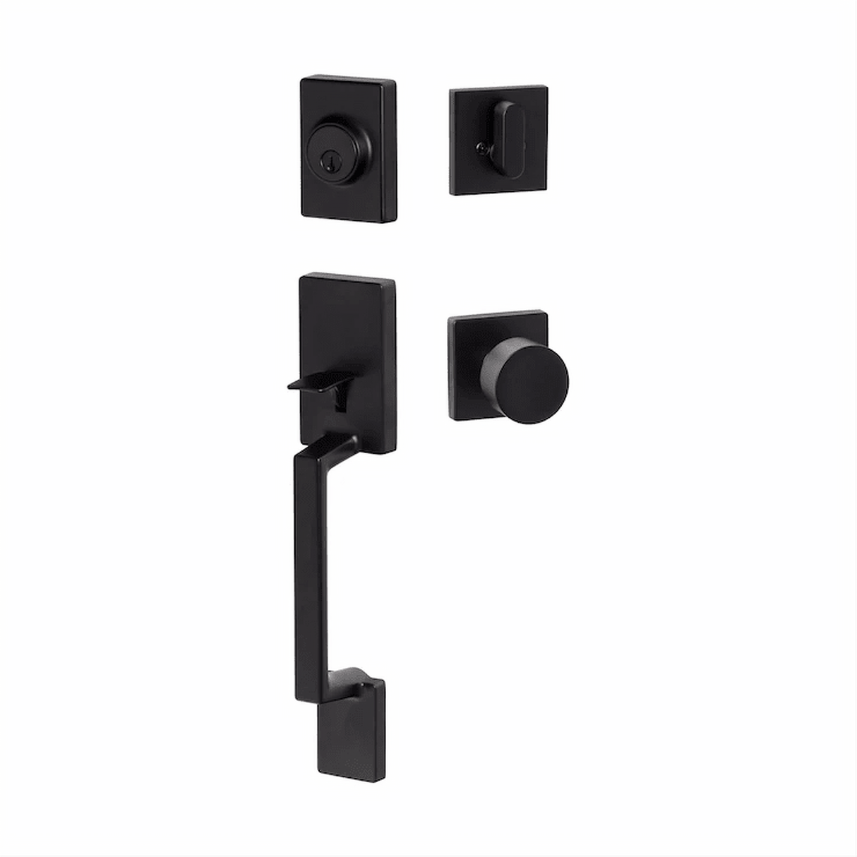 Sure-Loc Hardware Sure-Loc SH507-S-BG-SQ FBL Stockholm Handleset with Bergen Square Handleset Trim Flat Black