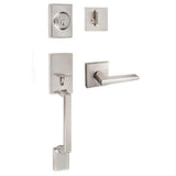 Sure-Loc Hardware Sure-Loc SH507-S-BS-SQ 15 Stockholm Handleset with Basel Square Handleset Trim Satin Nickel