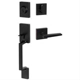 Sure-Loc Hardware Sure-Loc SH507-S-BS-SQ FBL Stockholm Handleset with Basel Square Handleset Trim Flat Black