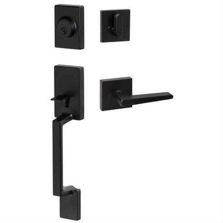 Sure-Loc Hardware Sure-Loc SH507-S-BS-SQ FBL Stockholm Handleset with Basel Square Handleset Trim Flat Black