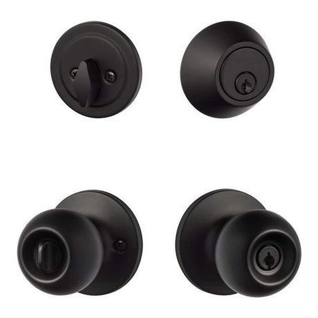 Sure-Loc Hardware Sure-Loc TA107/DB201 FBL Tahoe Keyed Entry Knob and Deadbolt Flat Black