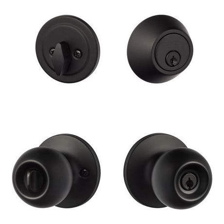 Sure-Loc TA107/DB201 FBL flat black keyed entry knob and deadbolt