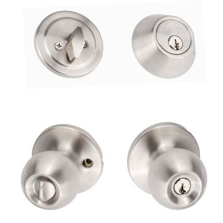 Sure-Loc TA107/DB201 32D satin stainless keyed entry knob and deadbolt