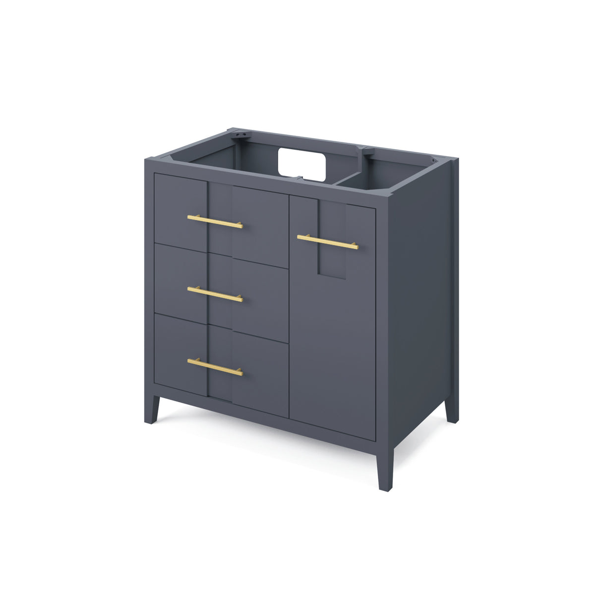 Jeffrey Alexander Katara 36" Blue Steel Single Sink Bathroom Vanity with White Carrara Marble Top - 8 in. Widespread Faucet Top product image 3