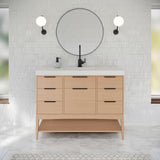Jeffrey Alexander Gardner 49" Natural Oak Single Sink Bathroom Vanity with White Resin Top - Single-Hole Faucet Top - VKGAR48NOWDNORE product image 2
