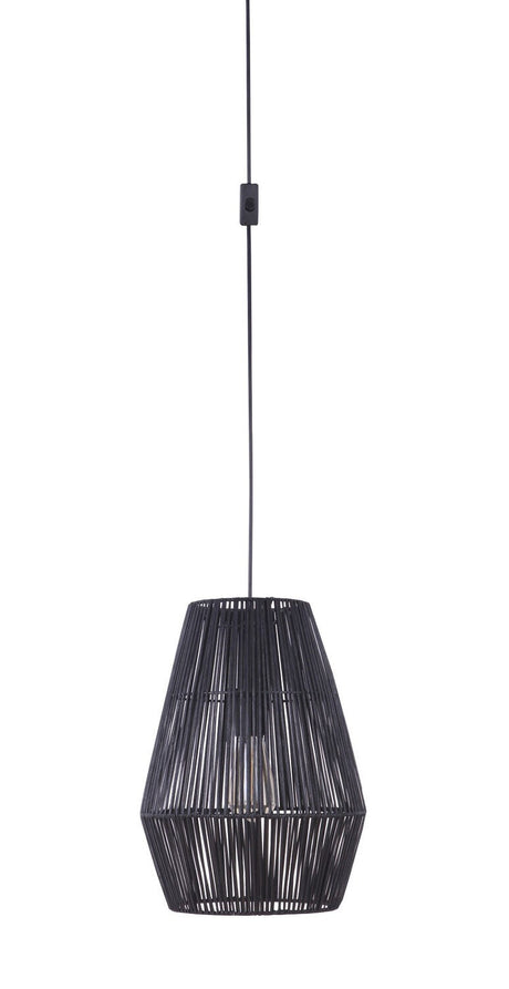 Craftmade SW2009-FB Portable Swag Pendant w/Rattan Shade in Flat Black