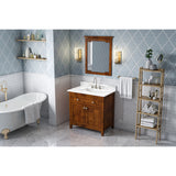 Jeffrey Alexander Chatham 36" Chocolate Single Sink Bathroom Vanity with Calacatta Vienna Quartz Top - 8 in. Widespread Faucet Top