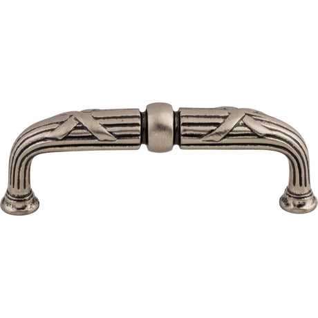 Top Knobs M935 Ribbon & Reed 3 3/4" Center to Center Bar Pull Pewter Antique