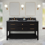 Jeffrey Alexander Kipling 60" Black Double Sink Bathroom Vanity with Grey Marble Top - 8 in. Widespread Faucet Top