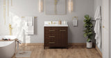 Jeffrey Alexander Katara 36" Dark Walnut Single Sink Bathroom Vanity with White Quartz Top - 8 in. Widespread Faucet Top product image 6