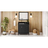 Jeffrey Alexander Theodora 36" Black Single Sink Bathroom Vanity with Black Granite Top - 8 in. Widespread Faucet Top
