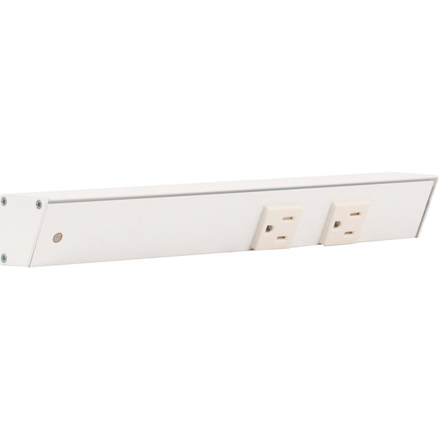 Task Lighting APT12-2W-P-WT-L 12" White Apt Angle Power Strip White Receptacles Left Wire Entry