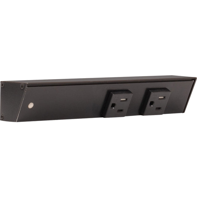 Task Lighting APT9-2B-P-BK-L 9" Black Apt Angle Power Strip Black Receptacles Left Wire Entry