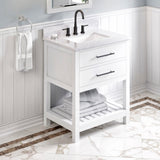 Jeffrey Alexander Wavecrest 30" White Single Sink Bathroom Vanity with White Carrara Marble Top - 8 in. Widespread Faucet Top product image 2