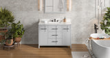 Jeffrey Alexander Katara 48" Grey Single Sink Bathroom Vanity with Calacatta Vienna Quartz Top - 8 in. Widespread Faucet Top product image 7
