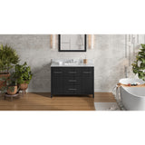 Jeffrey Alexander Katara 48" Black Single Sink Bathroom Vanity with White Carrara Marble Top - 8 in. Widespread Faucet Top