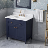 Jeffrey Alexander Chatham 36" Hale Blue Single Sink Bathroom Vanity with White Carrara Marble Top - 8 in. Widespread Faucet Top product image 2