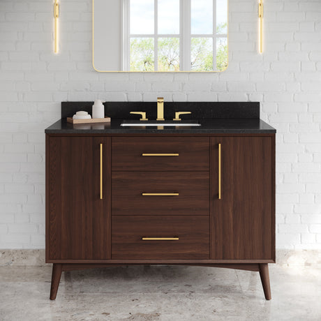 Jeffrey Alexander Dashwood Dark Walnut Single Sink Bathroom Vanity with Black Granite Top - 8 in. Widespread Faucet Top - VKITDAS48DWBGR
