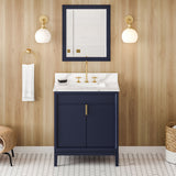 Jeffrey Alexander Theodora 30" Hale Blue Single Sink Bathroom Vanity with Calacatta Vienna Quartz Top - 8 in. Widespread Faucet Top product image 2