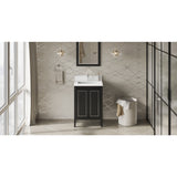 Jeffrey Alexander Percival 24" Black Single Sink Bathroom Vanity with White Quartz Top - 8 in. Widespread Faucet Top - VKITPER24BKWQR1