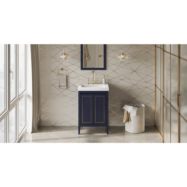 Jeffrey Alexander Percival 25" Hale Blue Single Sink Bathroom Vanity with White Resin Top - 8 in. Widespread Faucet Top
