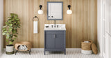 Jeffrey Alexander Theodora 30" Blue Steel Single Sink Bathroom Vanity with Calacatta Vienna Quartz Top - 8 in. Widespread Faucet Top product image 7
