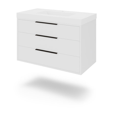 Jeffrey Alexander Gardner 37" White Single Sink Bathroom Vanity with White Resin Top - Single-Hole Faucet Top - VKGAR36WHRE