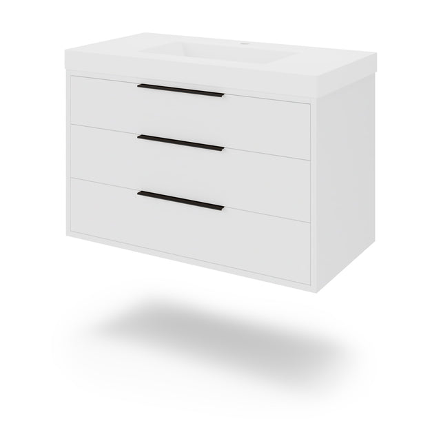 Jeffrey Alexander Gardner 37" White Single Sink Bathroom Vanity with White Resin Top - Single-Hole Faucet Top - VKGAR36WHRE