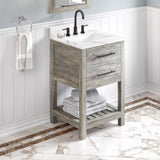 Jeffrey Alexander Wavecrest 24" Weathered Grey Single Sink Bathroom Vanity with Calacatta Vienna Quartz Top - 8 in. Widespread Faucet Top product image 2