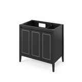 Jeffrey Alexander Percival 36" Black Single Sink Bathroom Vanity with White Carrara Marble Top - 8 in. Widespread Faucet Top product image 3