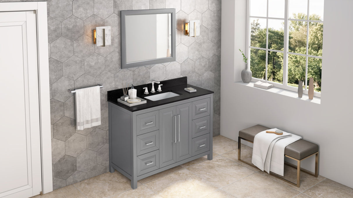 Jeffrey Alexander Cade 48" Grey Single Sink Bathroom Vanity with Black Granite Top - 8 in. Widespread Faucet Top product image 7