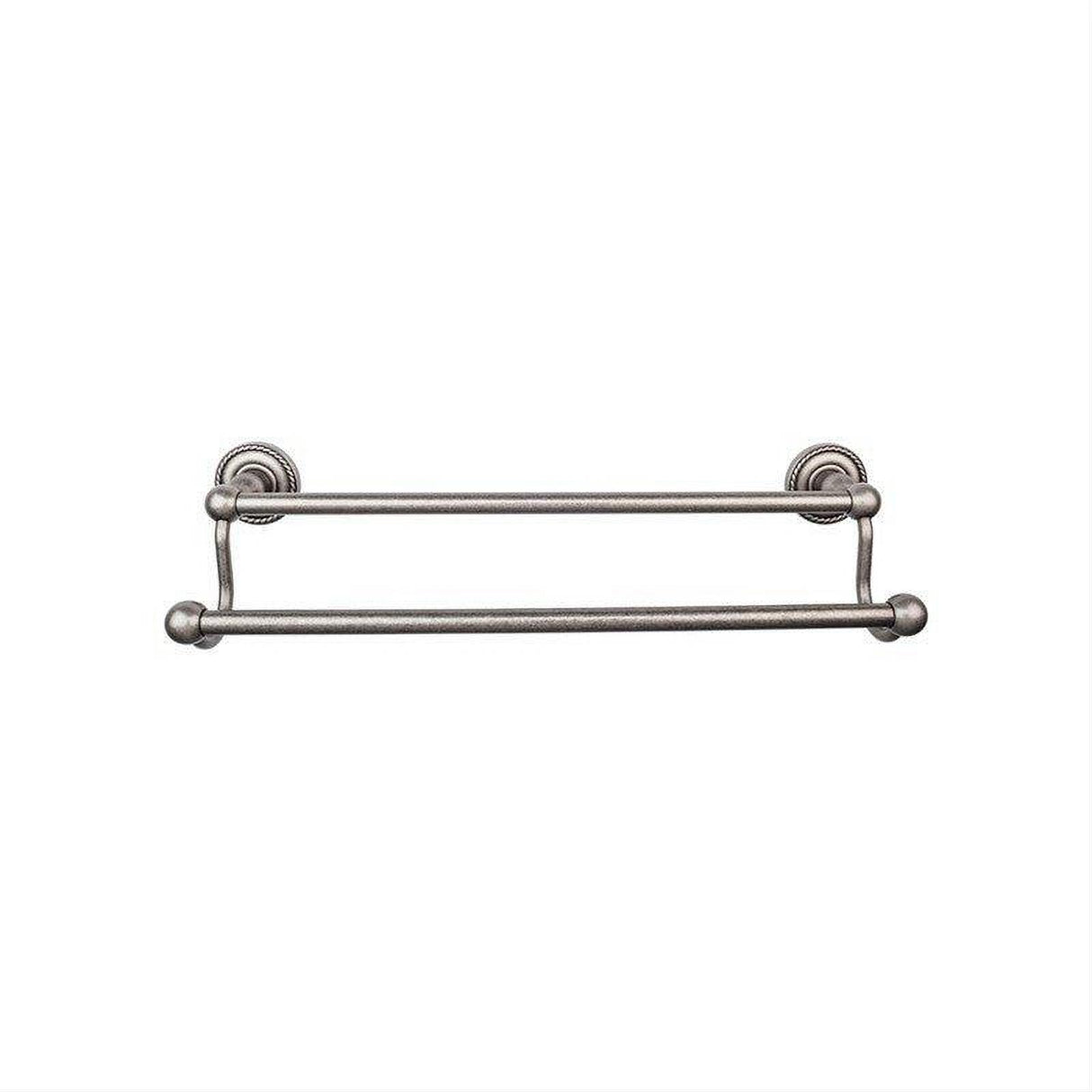 Top Knobs ED11APF ED11F Edwardian Bath Towel Bar 30 In. Double - Rope Backplate Antique Pewter