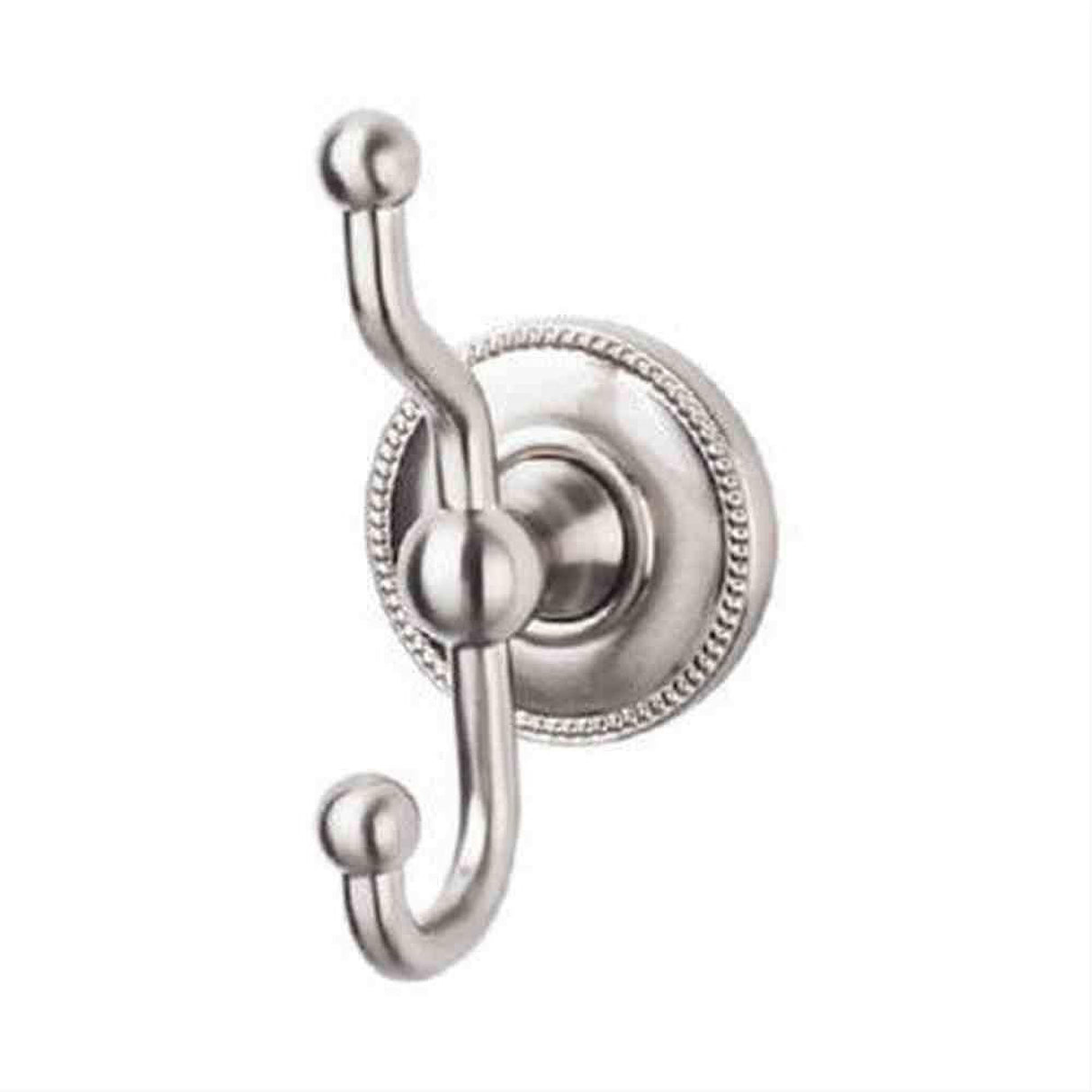 Top Knobs ED2BSNA Edwardian Bath Double Robe Hook Beaded Backplate Brushed Satin Nickel