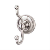 Top Knobs ED2BSNA Edwardian Bath Double Robe Hook Beaded Backplate Brushed Satin Nickel