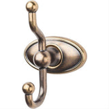 Top Knobs ED2GBZC ED2C Edwardian Bath Double Robe Hook Oval Backplate German Bronze