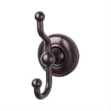Top Knobs ED2ORBA Edwardian Bath Double Robe Hook Beaded Backplate Oil Rubbed Bronze