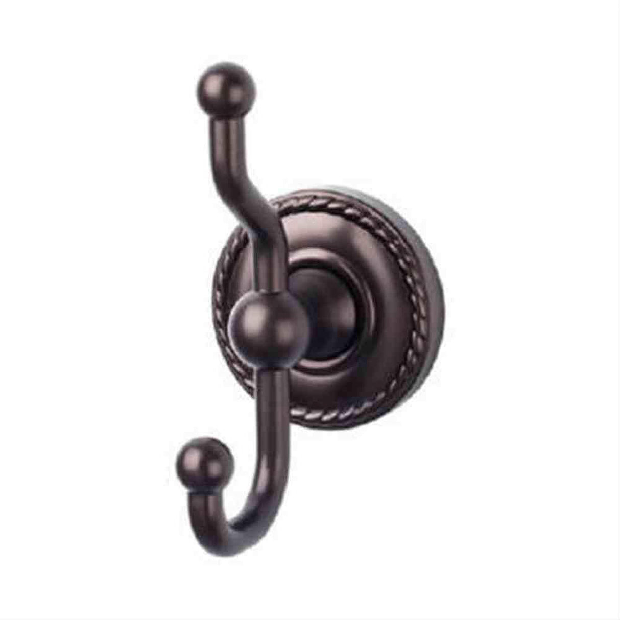 Top Knobs ED2ORBF ED2 Edwardian Bath Double Robe Hook Rope Backplate Oil Rubbed Bronze