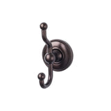 Top Knobs Edwardian Bath Double Robe Hook Beaded Backplate