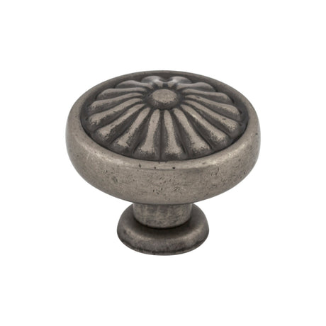 Top Knobs M1598 Flower 1 1/4" Diameter Round Knob Pewter Antique
