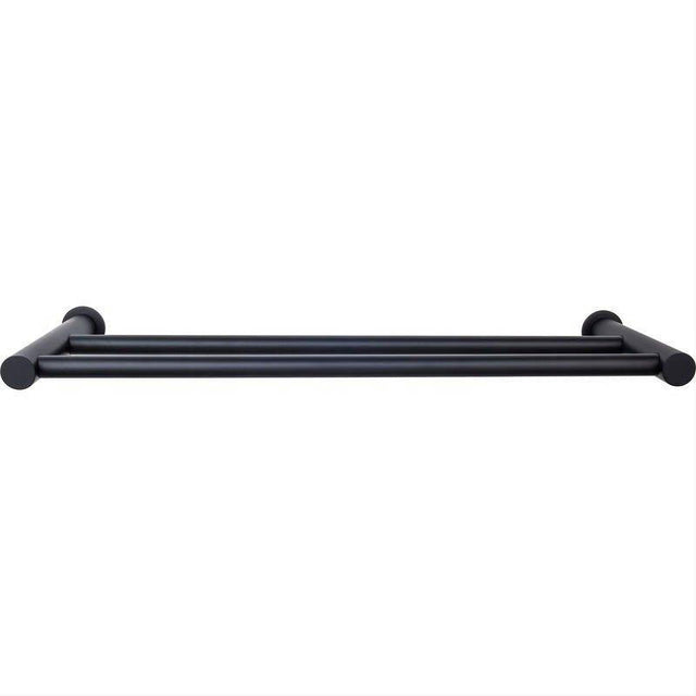 Top Knobs HOP7BLK HOP7 Hopewell Bath Towel Bar 18 Inch Double Flat Black