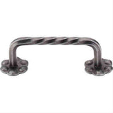 Top Knobs M646 Thin Twist D Cabinet Pull 3-5/32" Center to Center w/Backplate Pewter