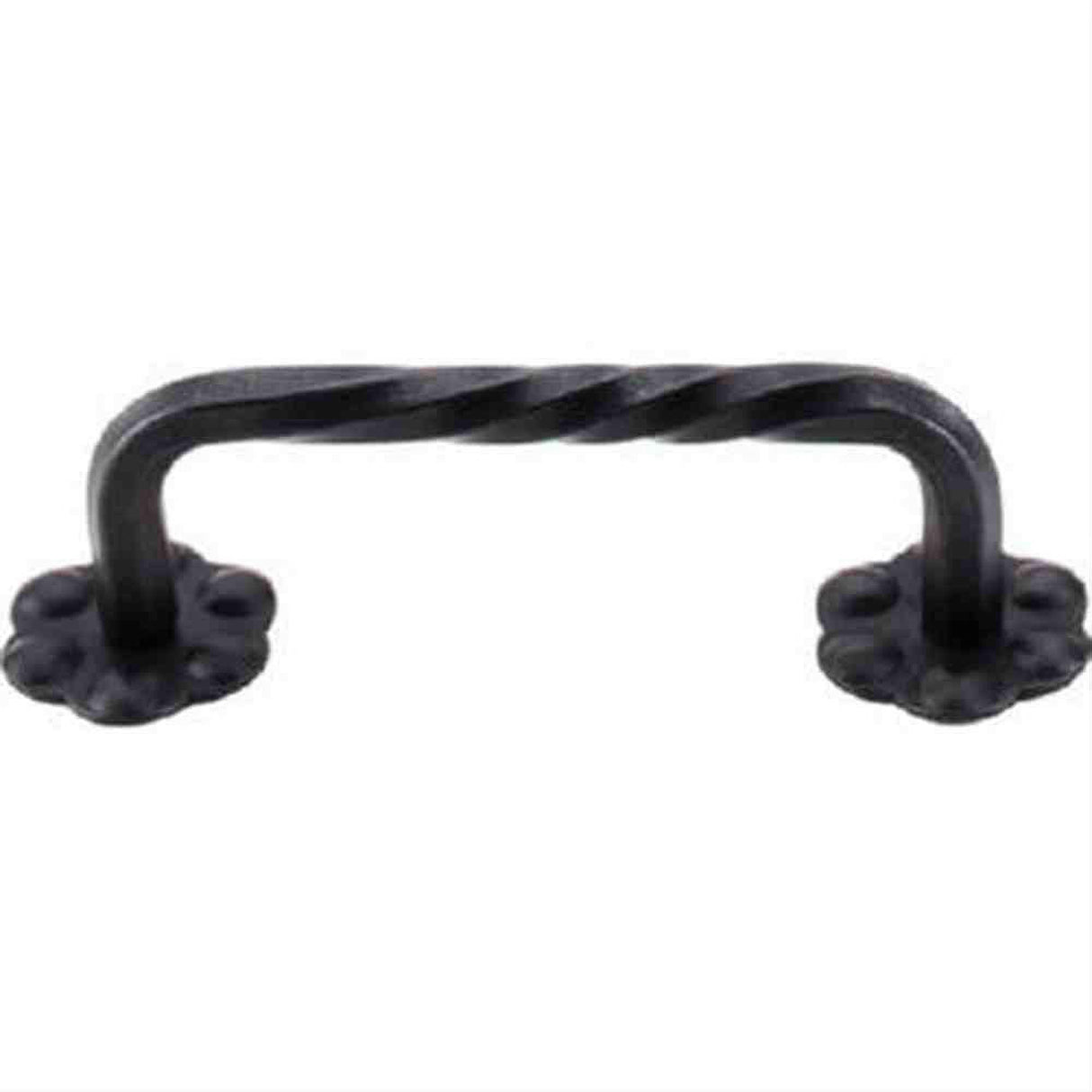 Top Knobs M647 Thin Twist D Cabinet Pull 3-5/32" Center to Center w/Backplate Patina Black