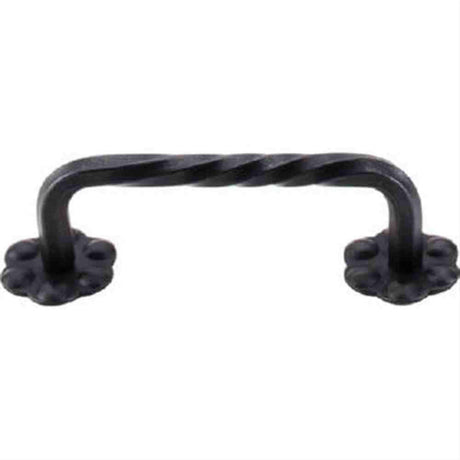 Top Knobs M647 Thin Twist D Cabinet Pull 3-5/32" Center to Center w/Backplate Patina Black
