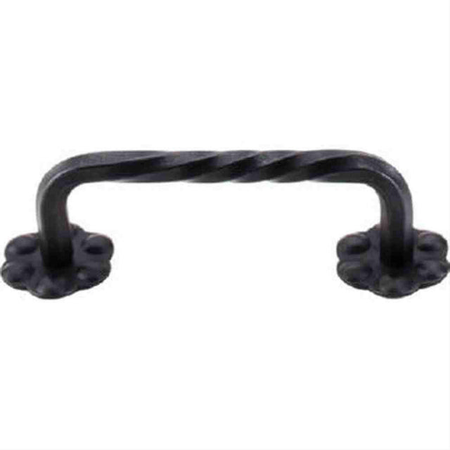 Top Knobs M647 Thin Twist D Cabinet Pull 3-5/32" Center to Center w/Backplate Patina Black