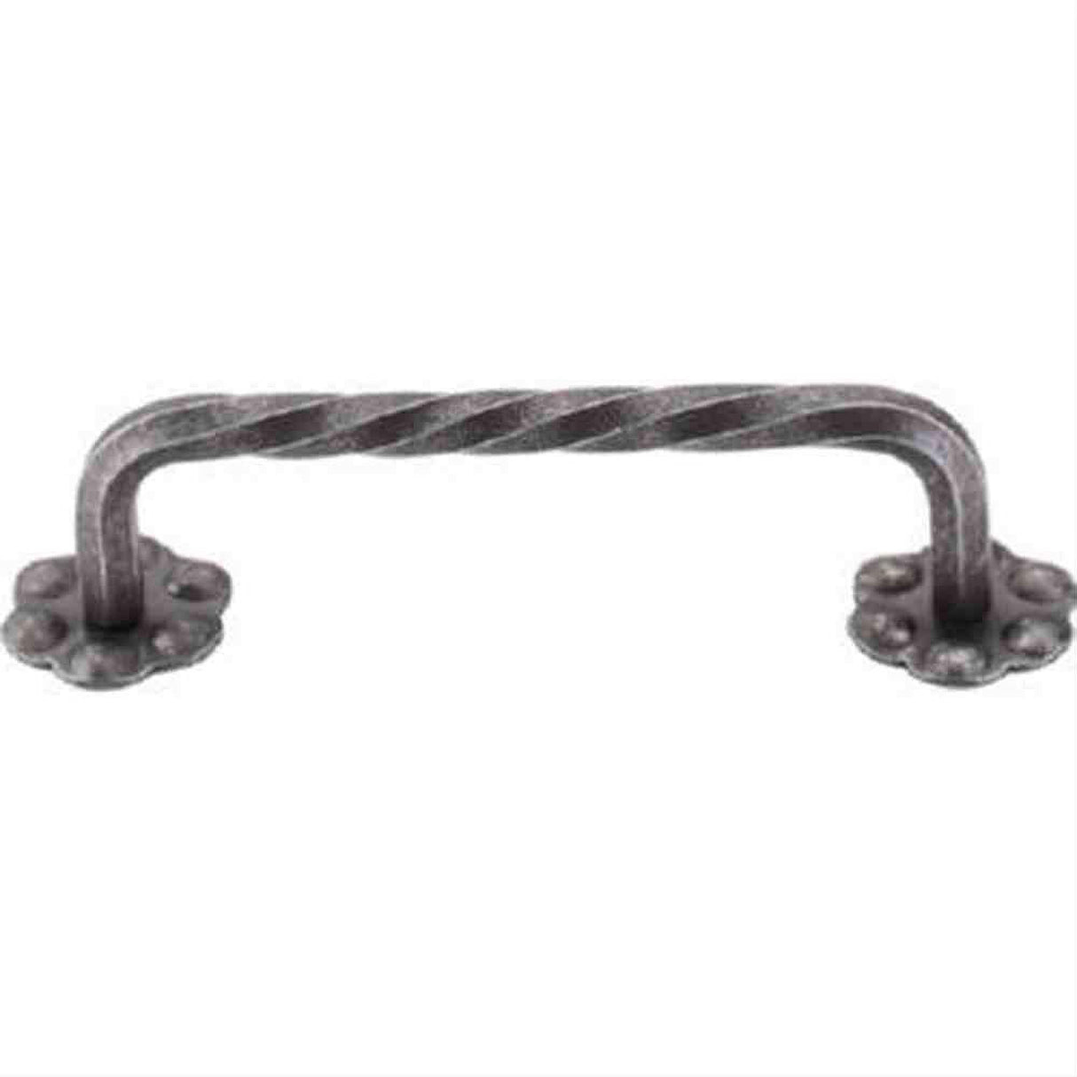 Top Knobs M649 Thin Twist D Cabinet Pull 3-15/16" Center to Center w/Backplate Pewter