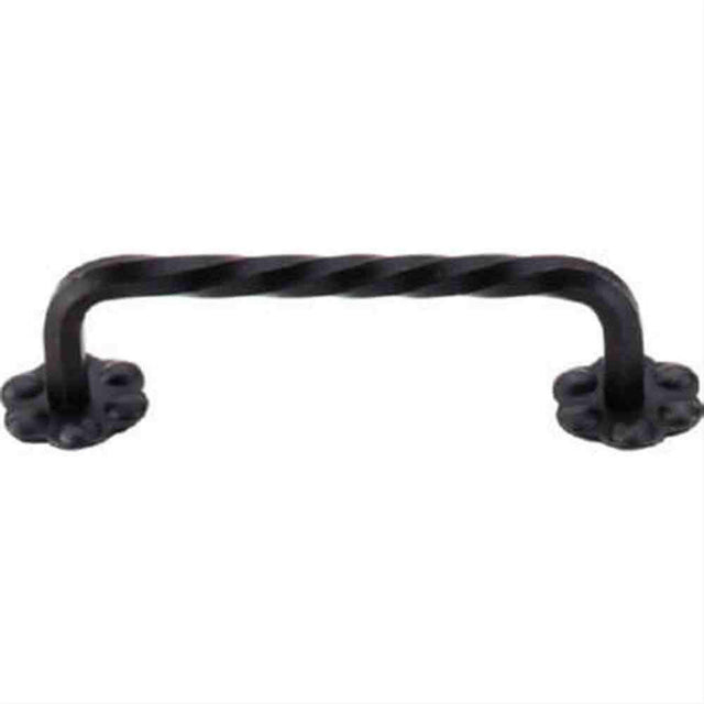 Top Knobs M650 Thin Twist D Cabinet Pull 3-15/16" Center to Center w/Backplate Patina Black
