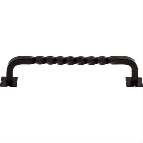 Top Knobs M737 Square Twist 6" Center to Center w/Backplates Bar Pull Patina Black