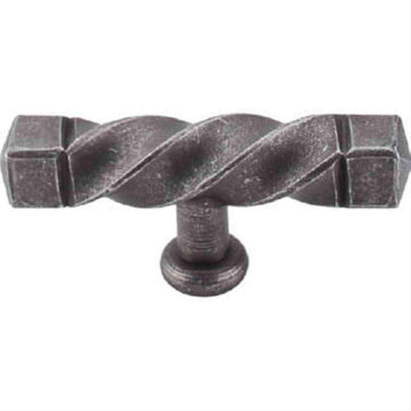 Top Knobs M739 Square Twist T-Handle 3-3/16" Center to Center Pewter