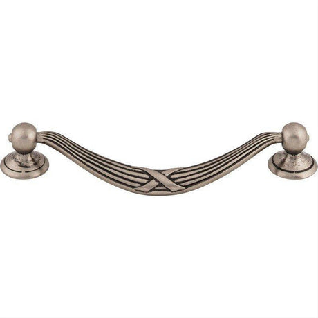 Top Knobs M932 M93 Ribbon & Reed 5 1/16" Center to Center Drop Cabinet Pull Pewter Antique